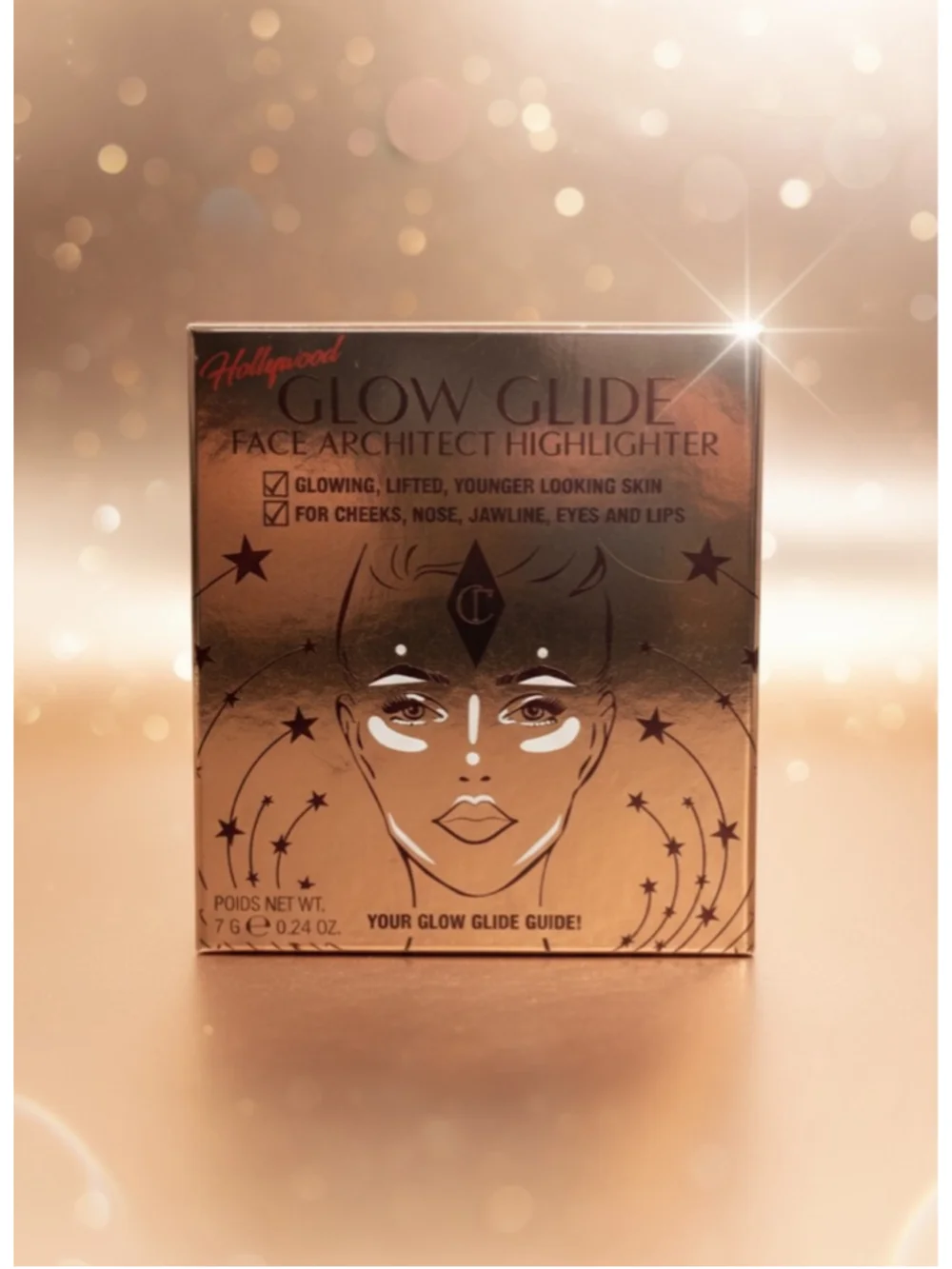 Charlotte Tilbury Hollywood Glow Glide Face Architect Highlighter Moonlit Glow 7 - Picture 2 of 8